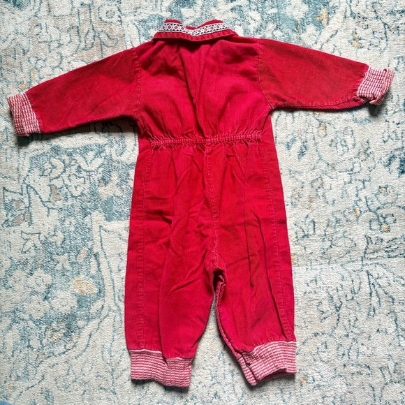 Vintage Sears Baby Corduroy Jumpsuit Jumper 12 Months Red Retro 70’s Photos - Picture 7 of 7
